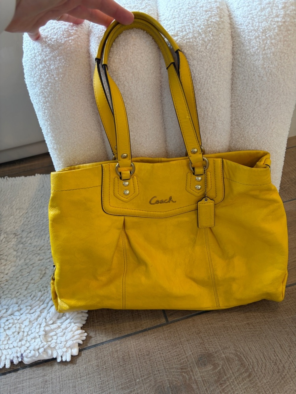 Coach Bright Yellow Leather Tote Bag